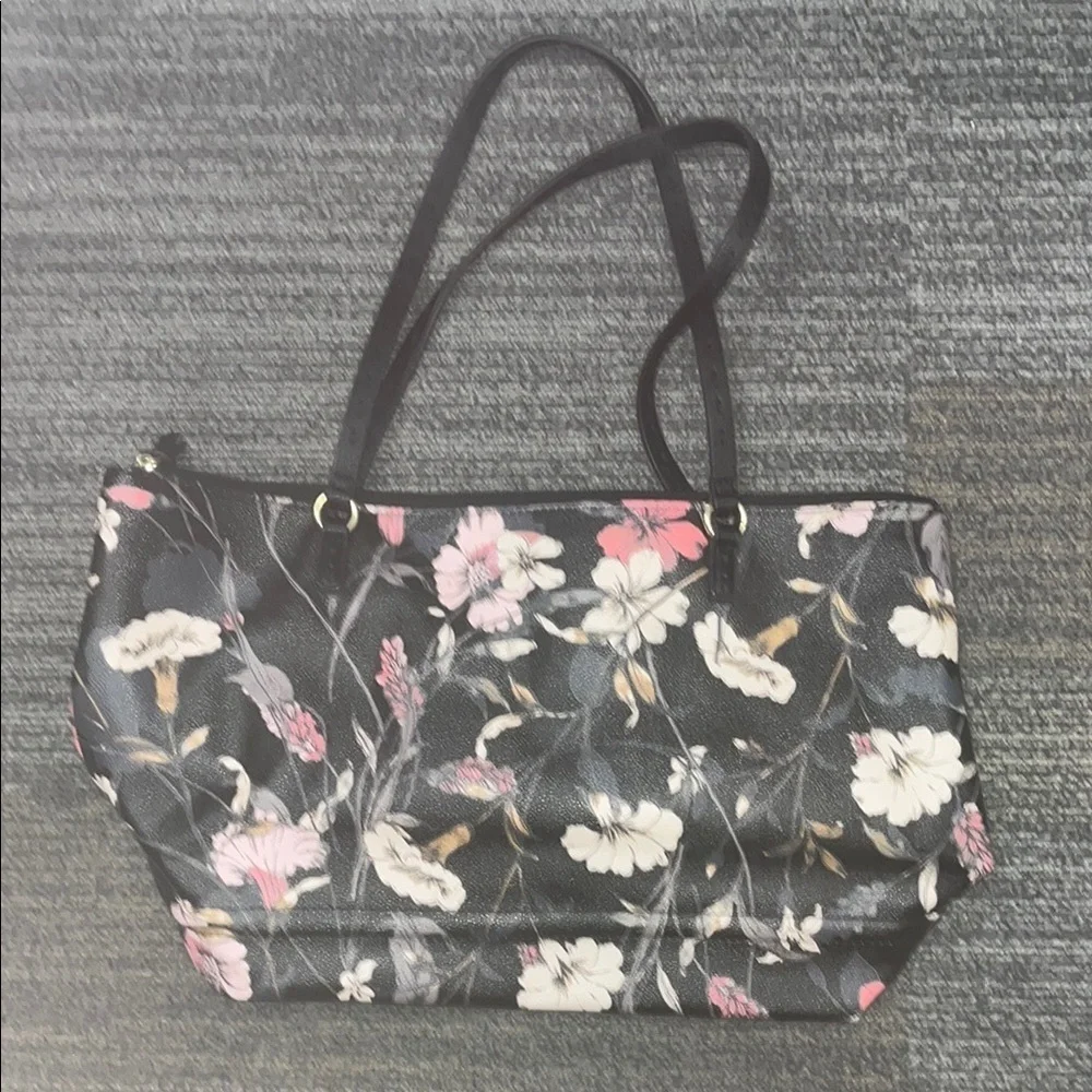 Liz Claiborne large Floral Black Tote Bag / preowned